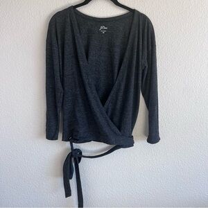 J. Crew Women’s Heathered Gray Long Sleeve Wrap Blouse